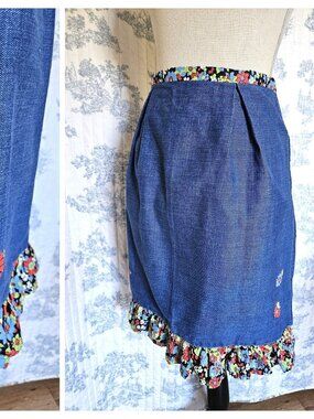 Vintage Apron With Ruffle Denim